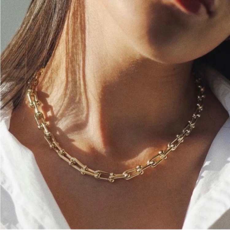 New! 24k Gold Plated Classic U Shaped Necklace Nwot
